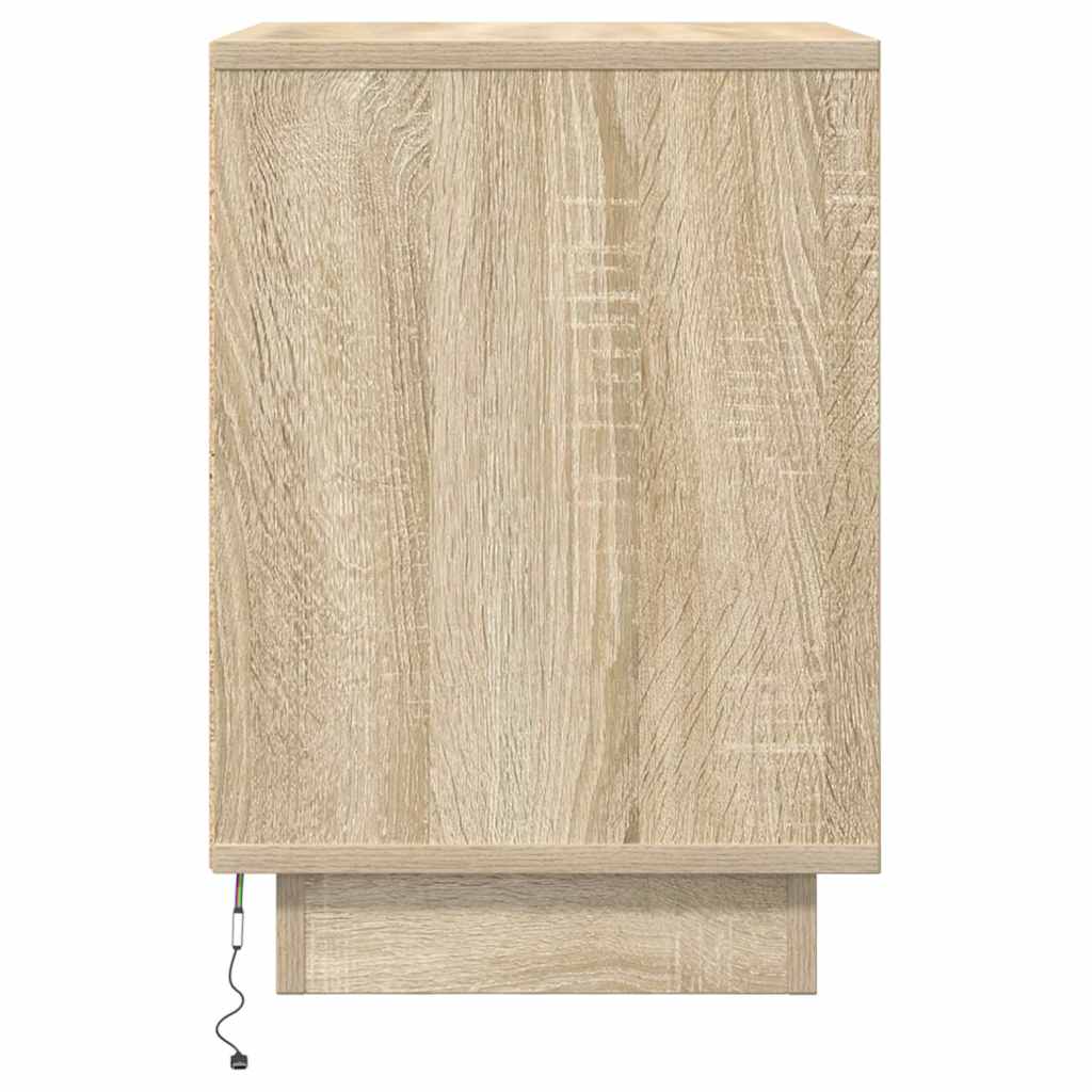 Mesa de cabeceira com luzes LED 38x34x50 cm carvalho sonoma
