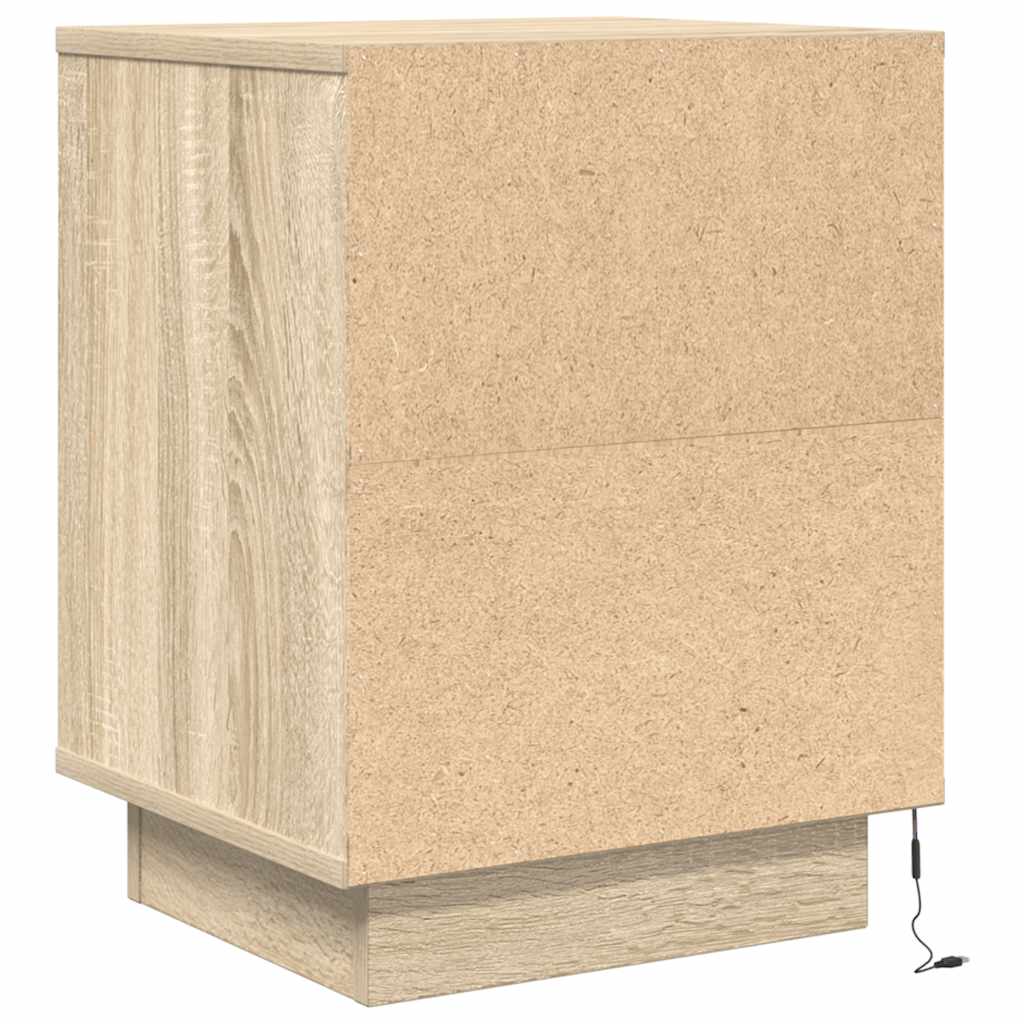 Mesa de cabeceira com luzes LED 38x34x50 cm carvalho sonoma