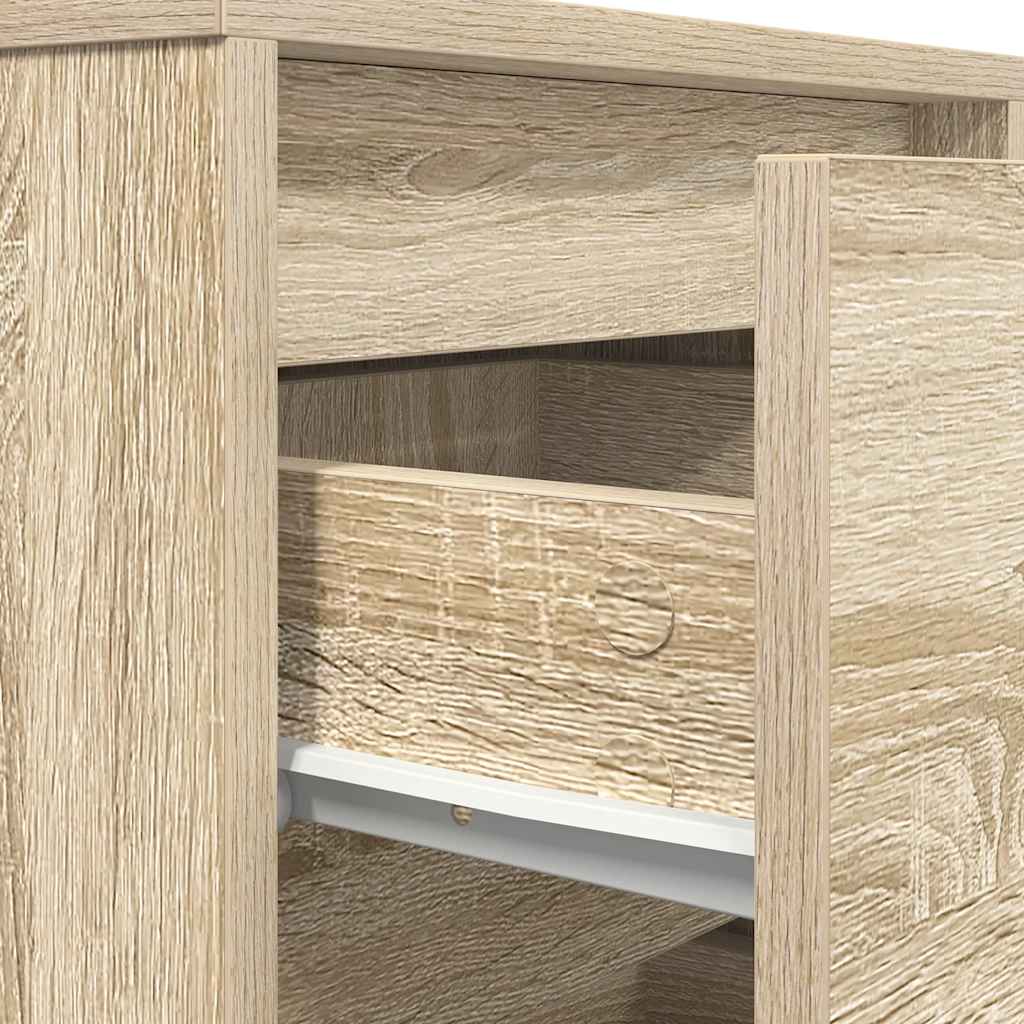 Mesa de cabeceira com luzes LED 38x34x50 cm carvalho sonoma