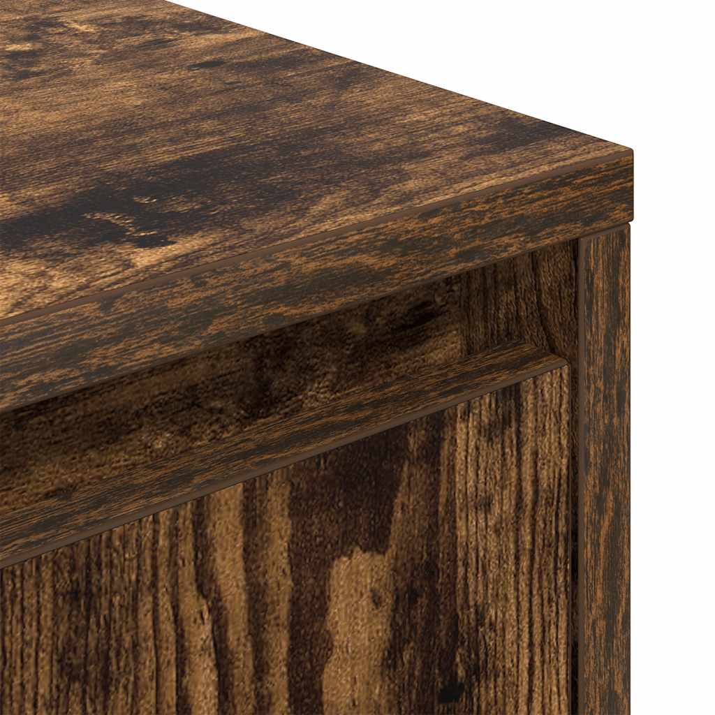 Mesa de cabeceira com luzes LED 38x34x50 cm carvalho fumado