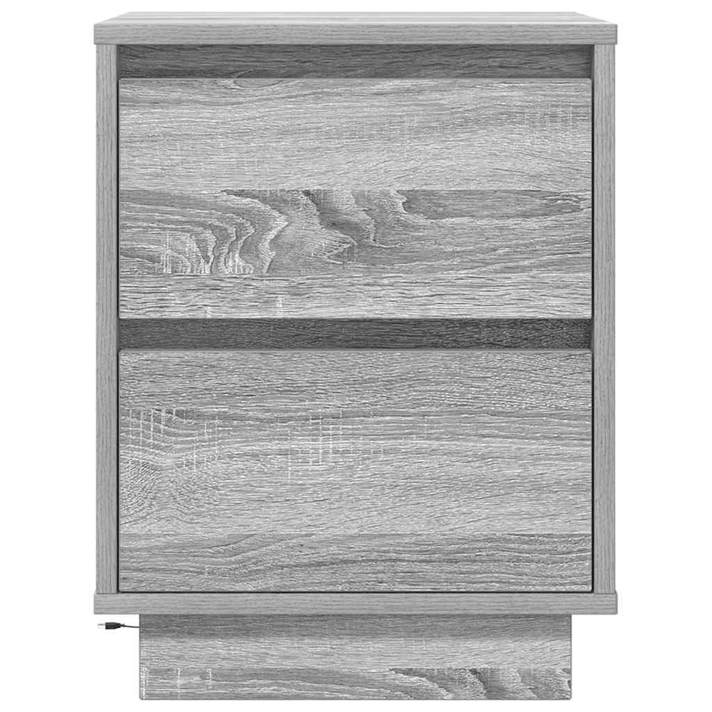 Bedside tables with LED lights 2 pcs 38x34x50 cm Sonoma grey