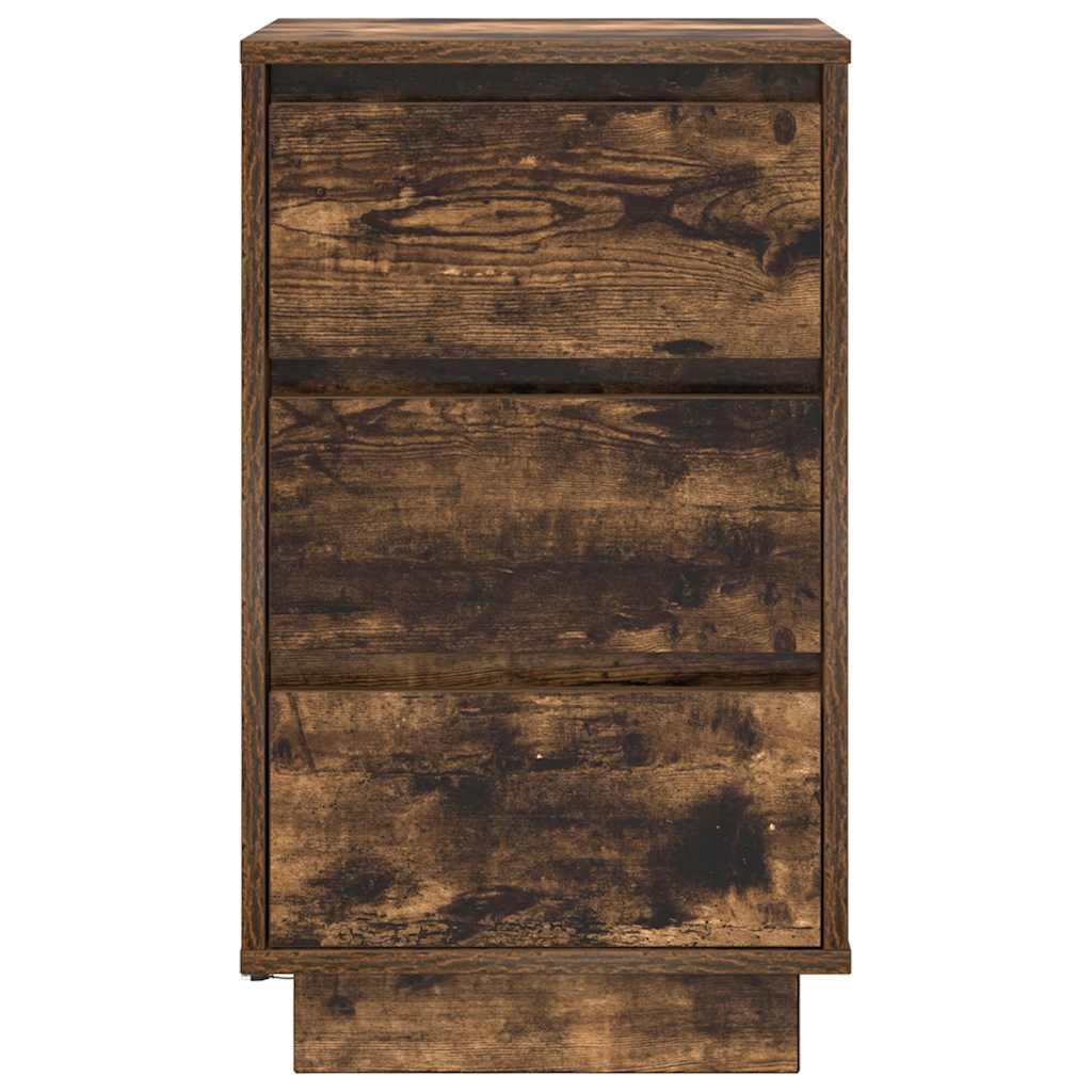 Mesa de cabeceira c/ luzes LED 38x34x65 cm carvalho fumado