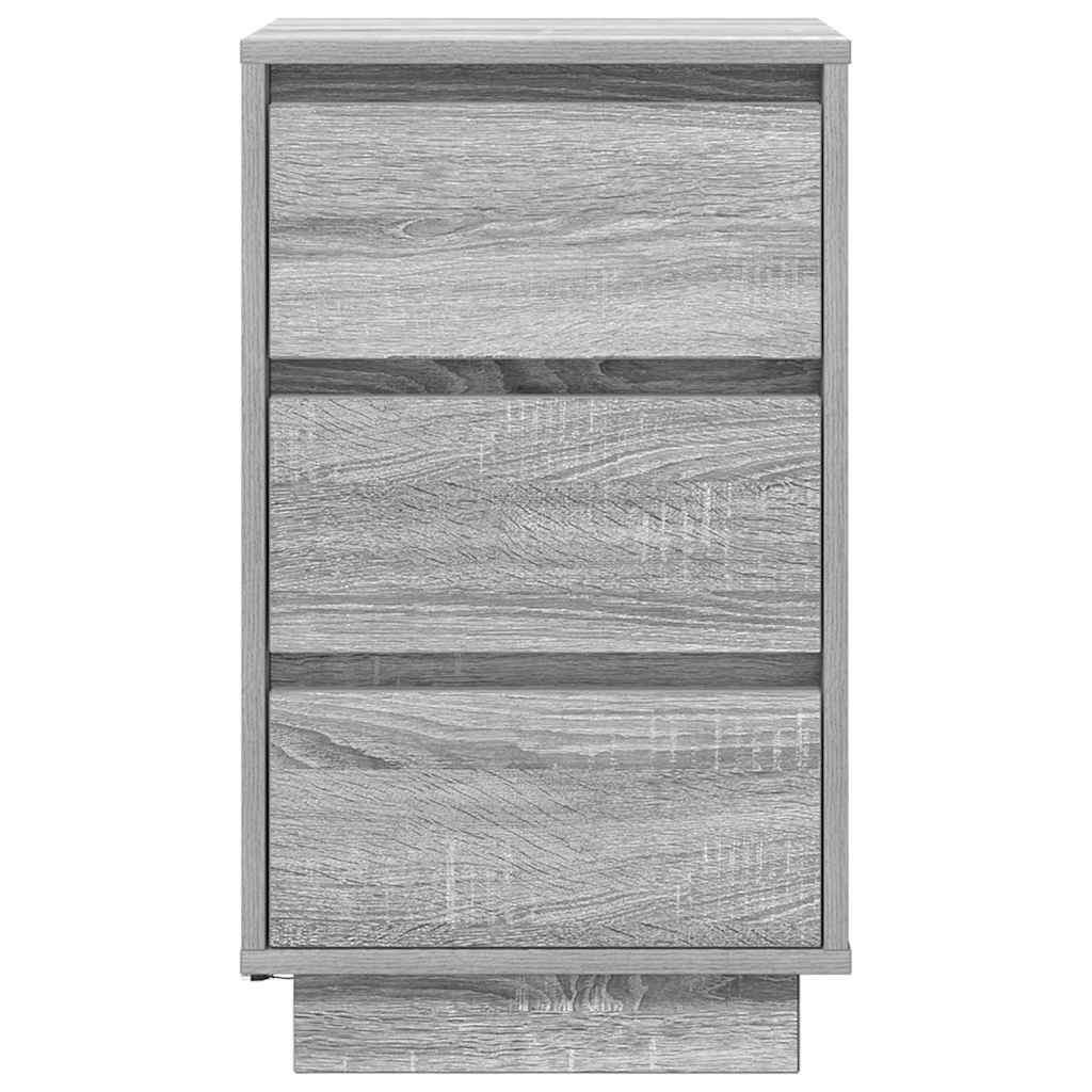 Mesa de cabeceira com luzes LED 38x34x65 cm cinzento-sonoma