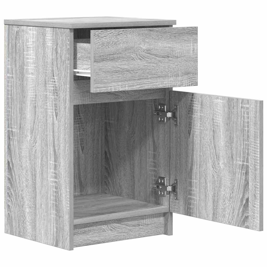 Mesa de cabeceira 39x35x65 cm derivados madeira cinzento sonoma