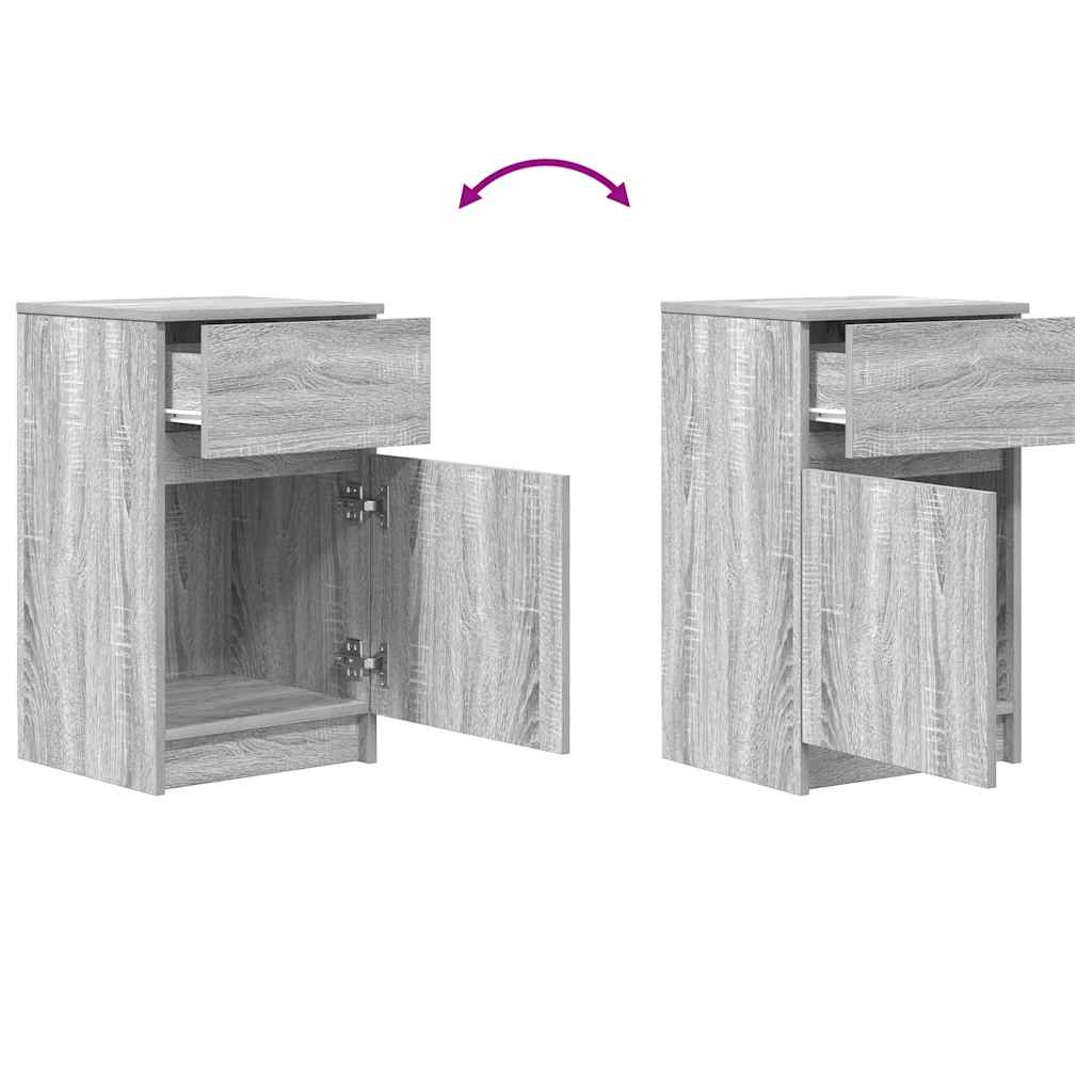 Mesa de cabeceira 39x35x65 cm derivados madeira cinzento sonoma