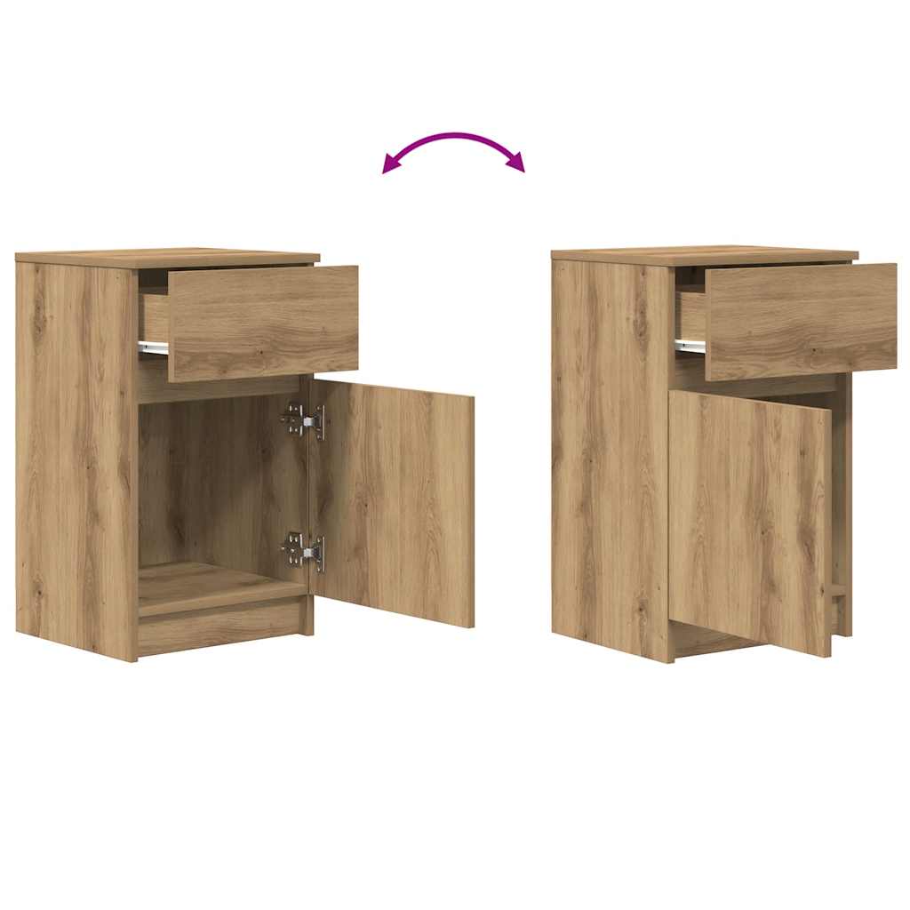 Mesas de cabeceira 2pcs derivados de madeira carvalho artisiano