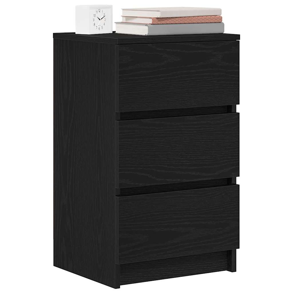 Mesas de cabeceira 3 gavetas 2 pcs 39x35x65cm preto