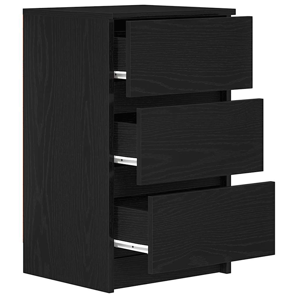 Mesas de cabeceira 3 gavetas 2 pcs 39x35x65cm preto
