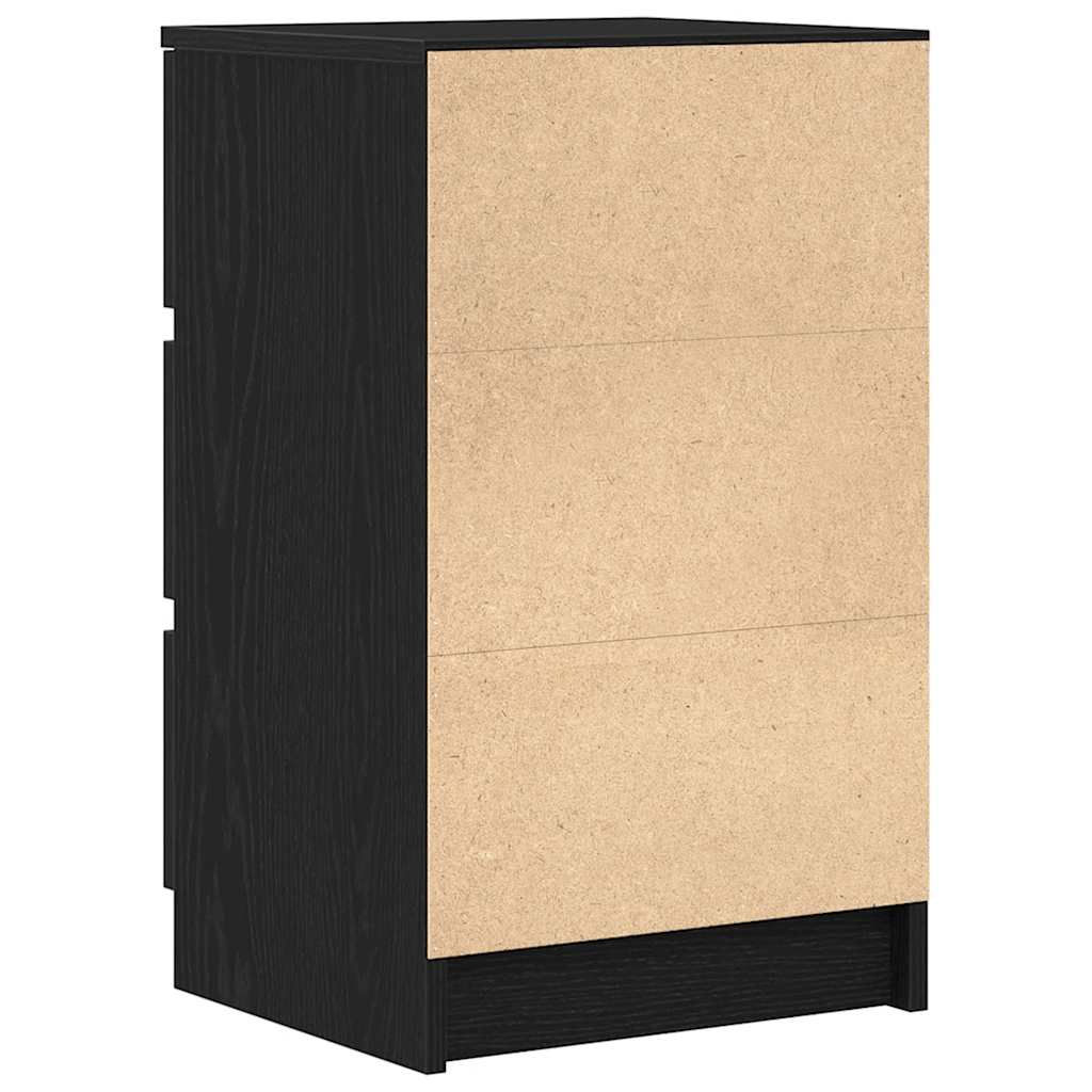 Mesas de cabeceira 3 gavetas 2 pcs 39x35x65cm preto