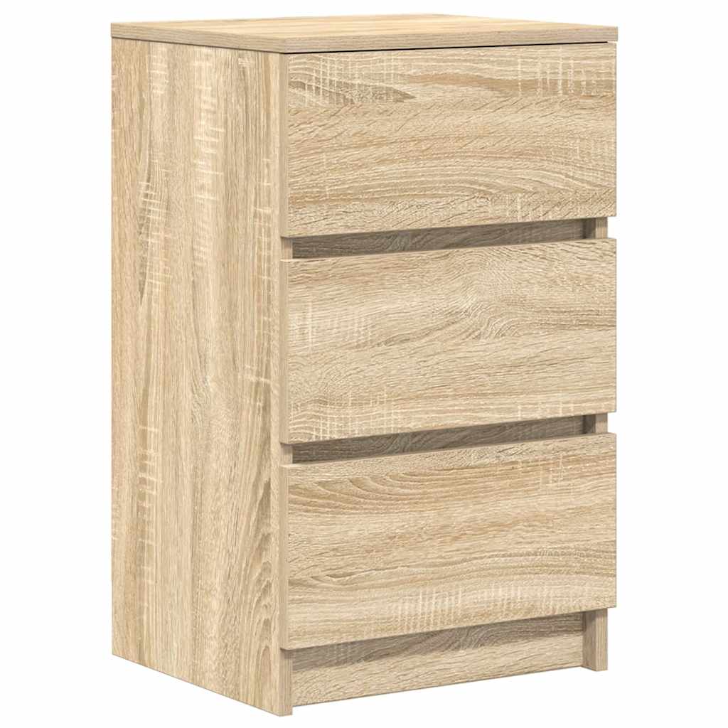 Mesas de cabeceira 3 gavetas 2 pcs 39x35x65cm carvalho sonoma