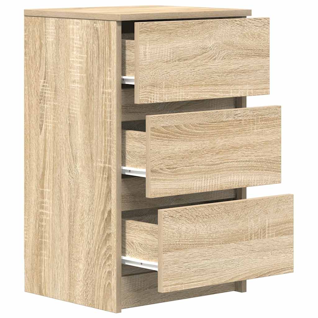 Mesas de cabeceira 3 gavetas 2 pcs 39x35x65cm carvalho sonoma