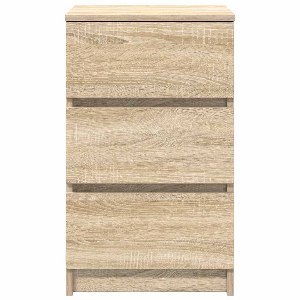 Mesas de cabeceira 3 gavetas 2 pcs 39x35x65cm carvalho sonoma