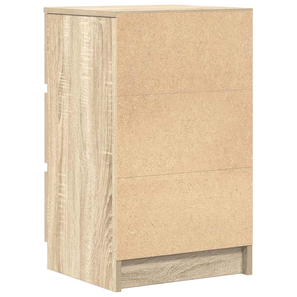 Mesas de cabeceira 3 gavetas 2 pcs 39x35x65cm carvalho sonoma