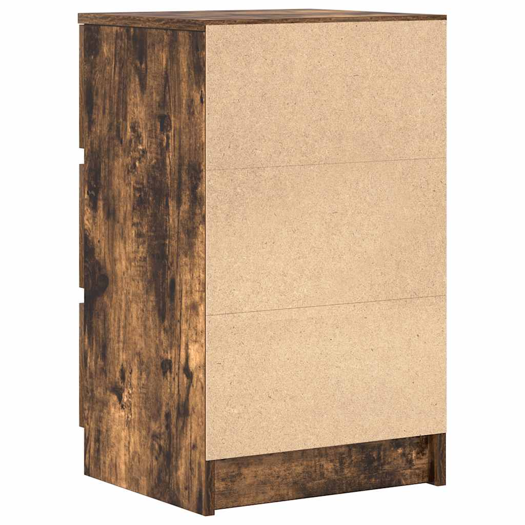 Mesa de cabeceira com 3 gavetas 39x35x65 cm carvalho fumado