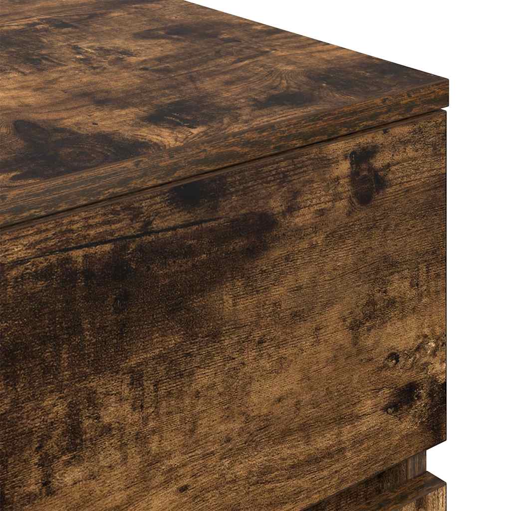 Mesa de cabeceira com 3 gavetas 39x35x65 cm carvalho fumado