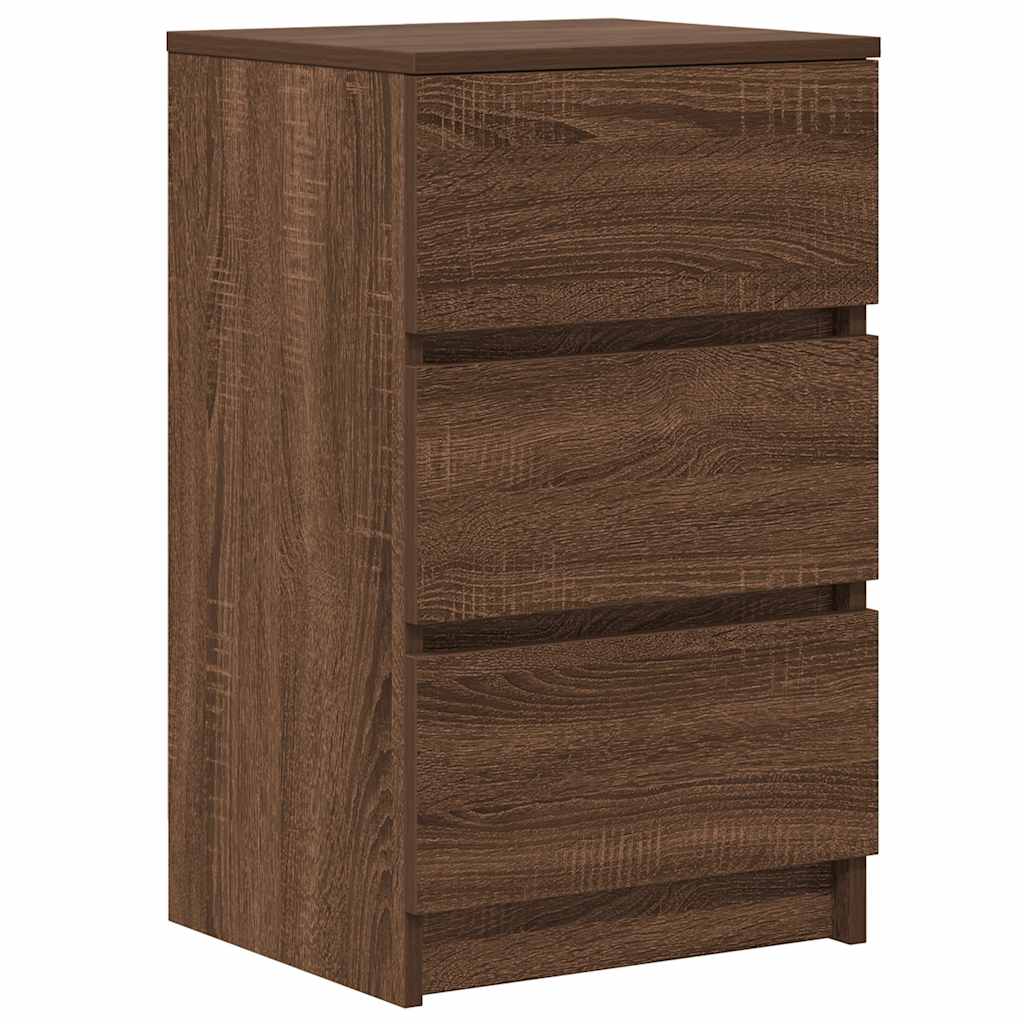 Mesas de cabeceira 3 gavetas 2pcs 39x35x65cm carvalho castanho