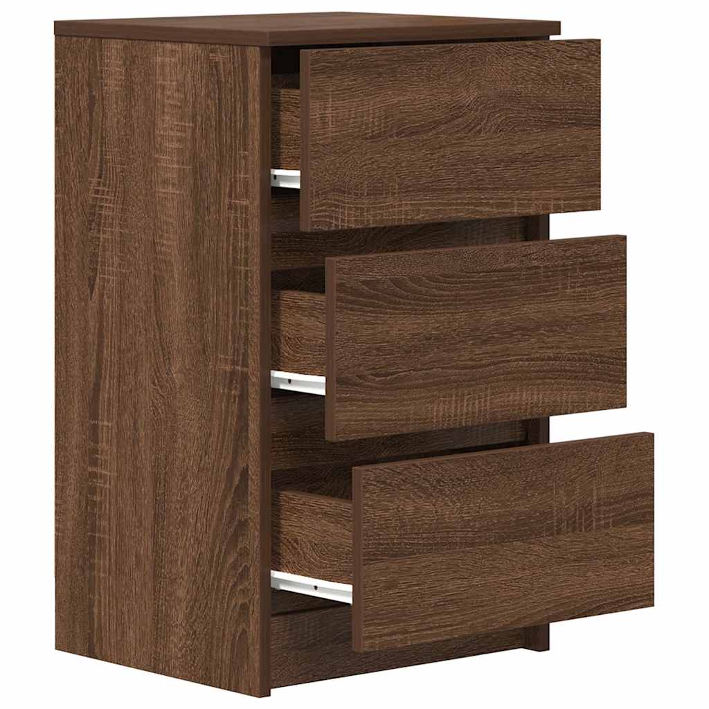 Mesas de cabeceira 3 gavetas 2pcs 39x35x65cm carvalho castanho