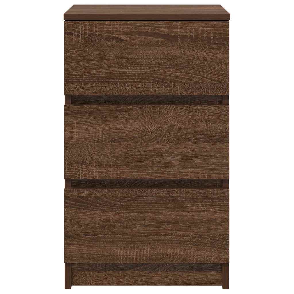 Mesas de cabeceira 3 gavetas 2pcs 39x35x65cm carvalho castanho