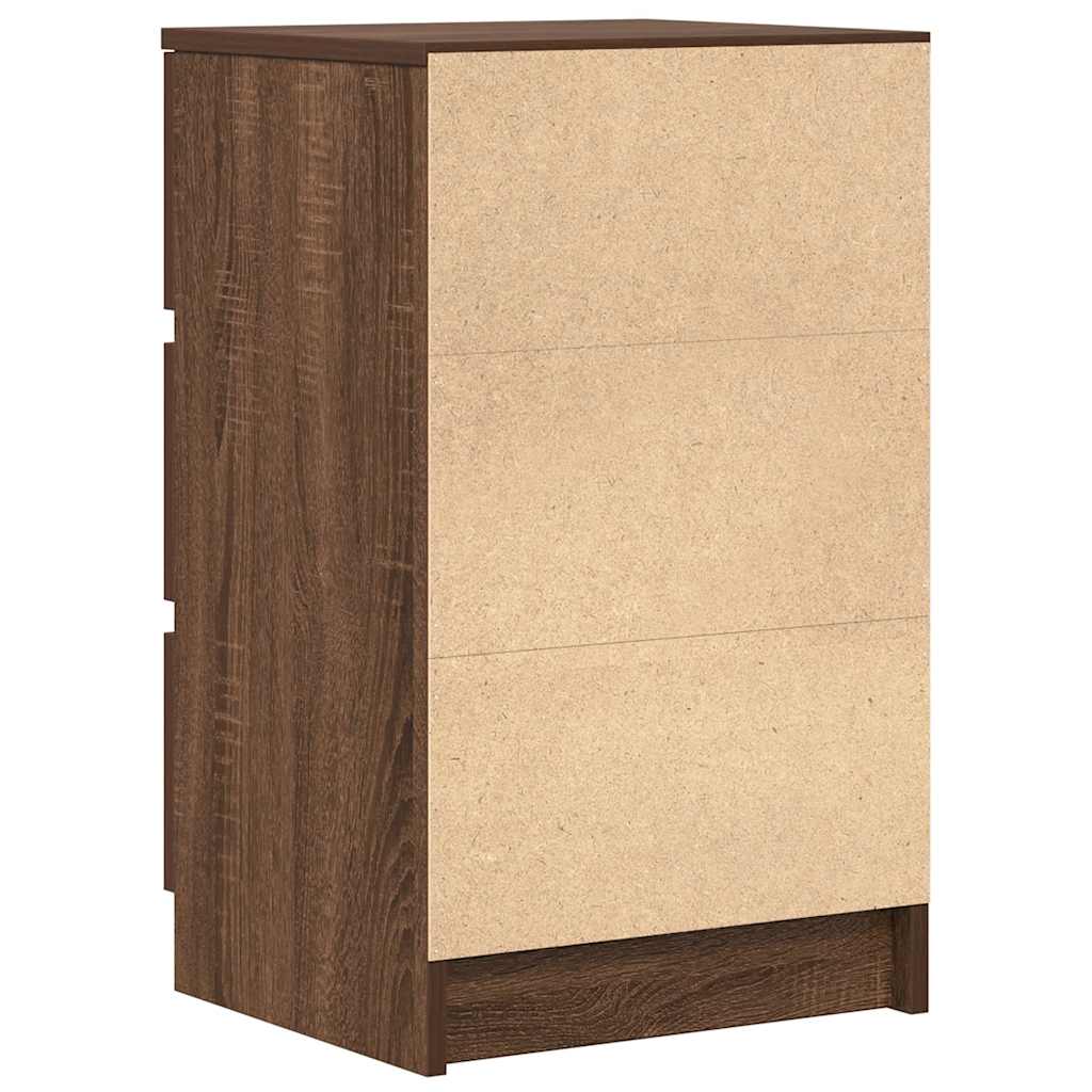 Mesas de cabeceira 3 gavetas 2pcs 39x35x65cm carvalho castanho