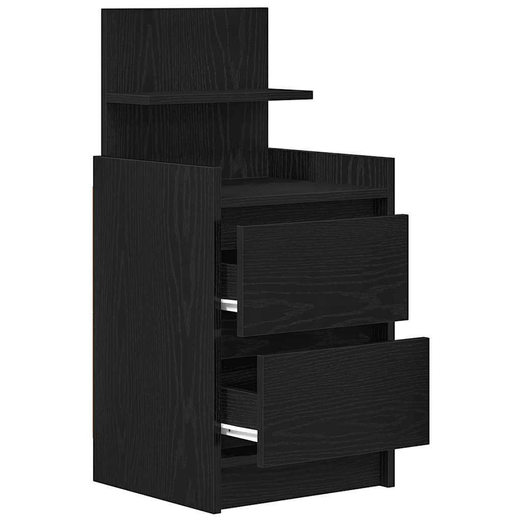 Mesas de cabeceira com 2 gavetas 2 pcs 38x34x80 cm preto