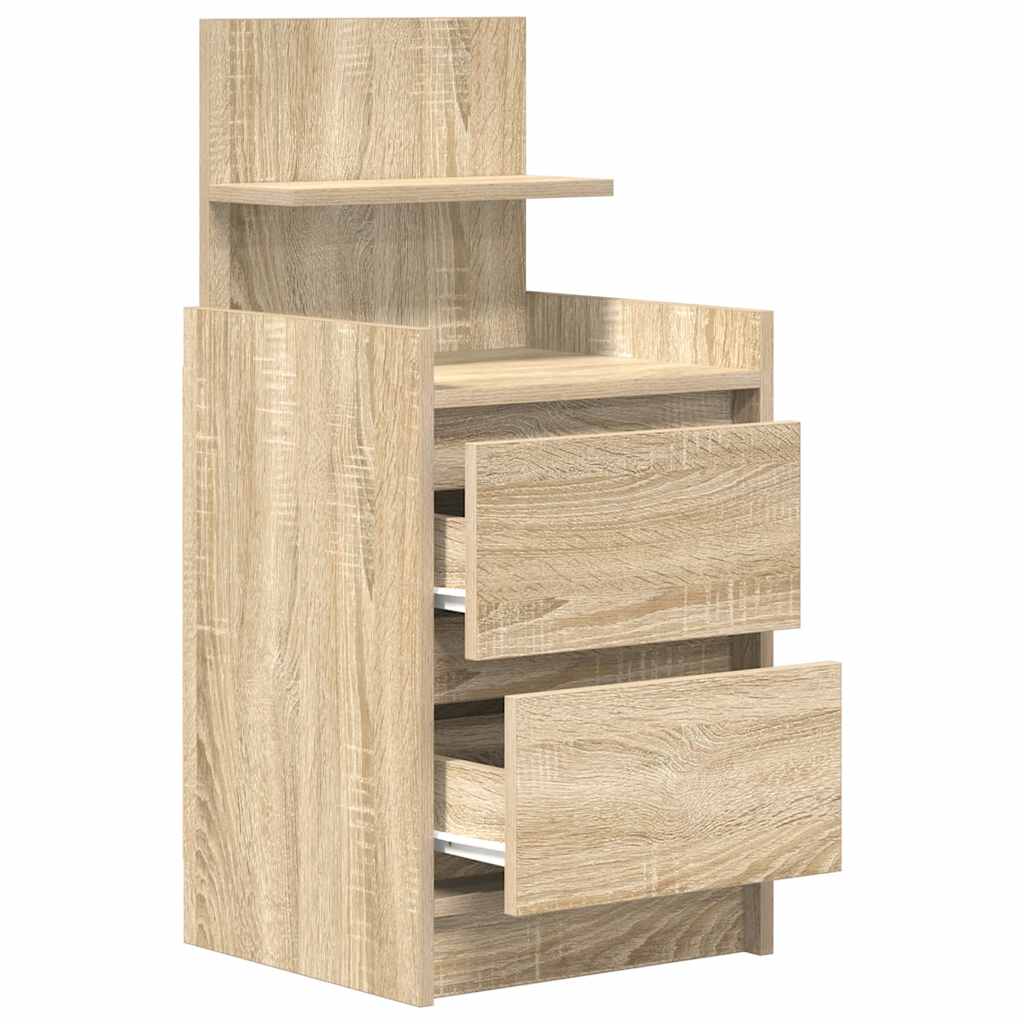 Mesa de cabeceira com 2 gavetas 38x34x80 cm carvalho sonoma