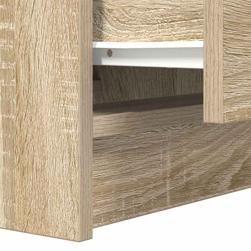 Mesa de cabeceira com 2 gavetas 38x34x80 cm carvalho sonoma