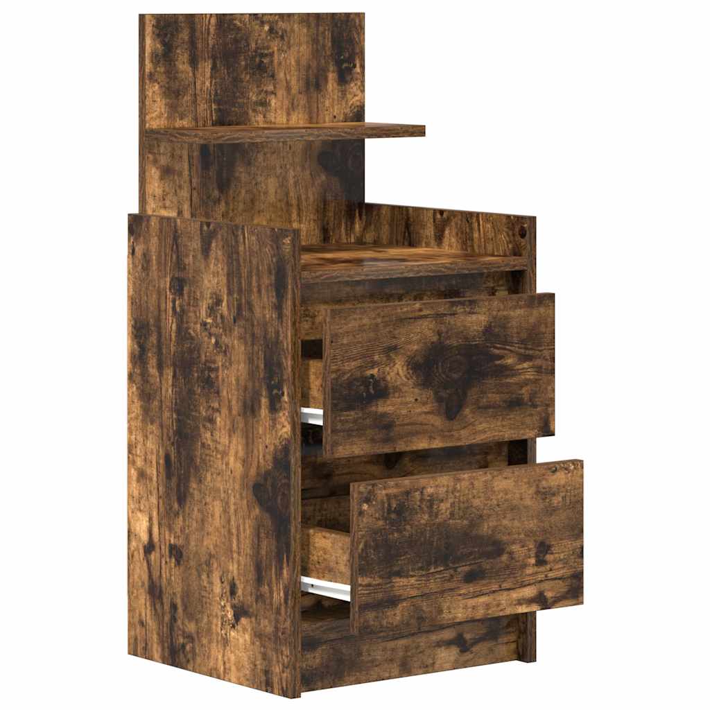 Mesa de cabeceira com 2 gavetas 38x34x80 cm carvalho fumado