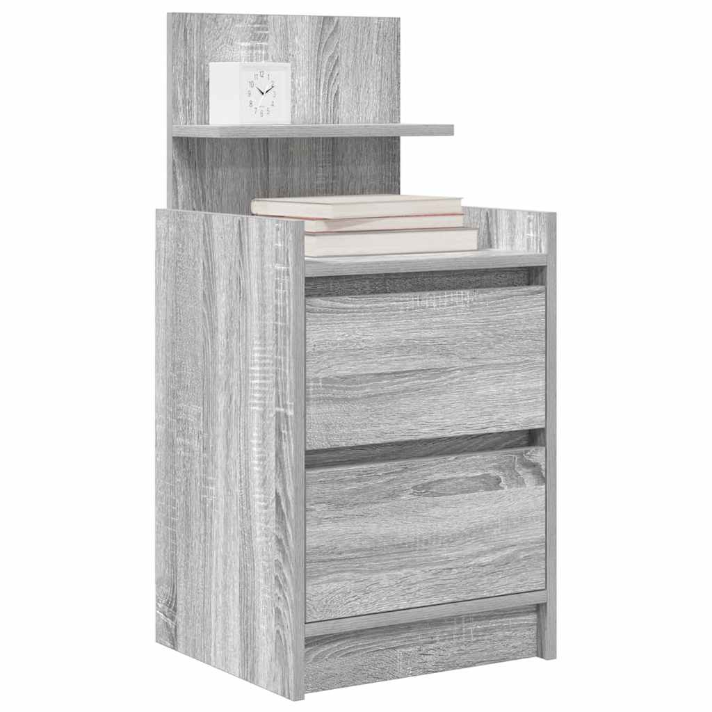 Mesas de cabeceira c/ 2 gavetas 2pcs 38x34x80cm sonoma cinzento