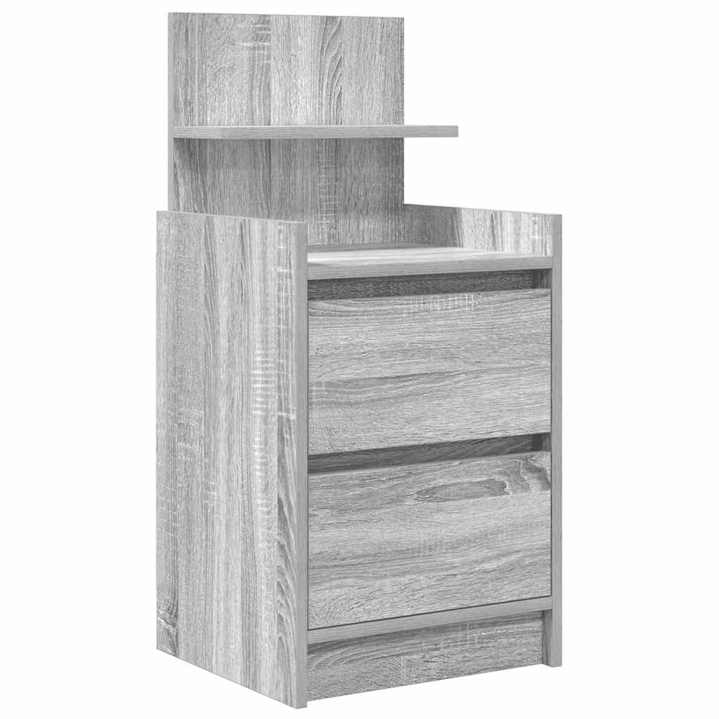 Mesas de cabeceira c/ 2 gavetas 2pcs 38x34x80cm sonoma cinzento