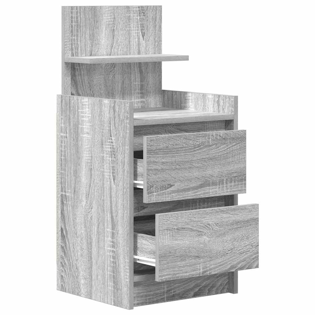 Mesas de cabeceira c/ 2 gavetas 2pcs 38x34x80cm sonoma cinzento