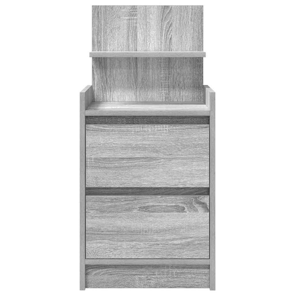 Mesas de cabeceira c/ 2 gavetas 2pcs 38x34x80cm sonoma cinzento