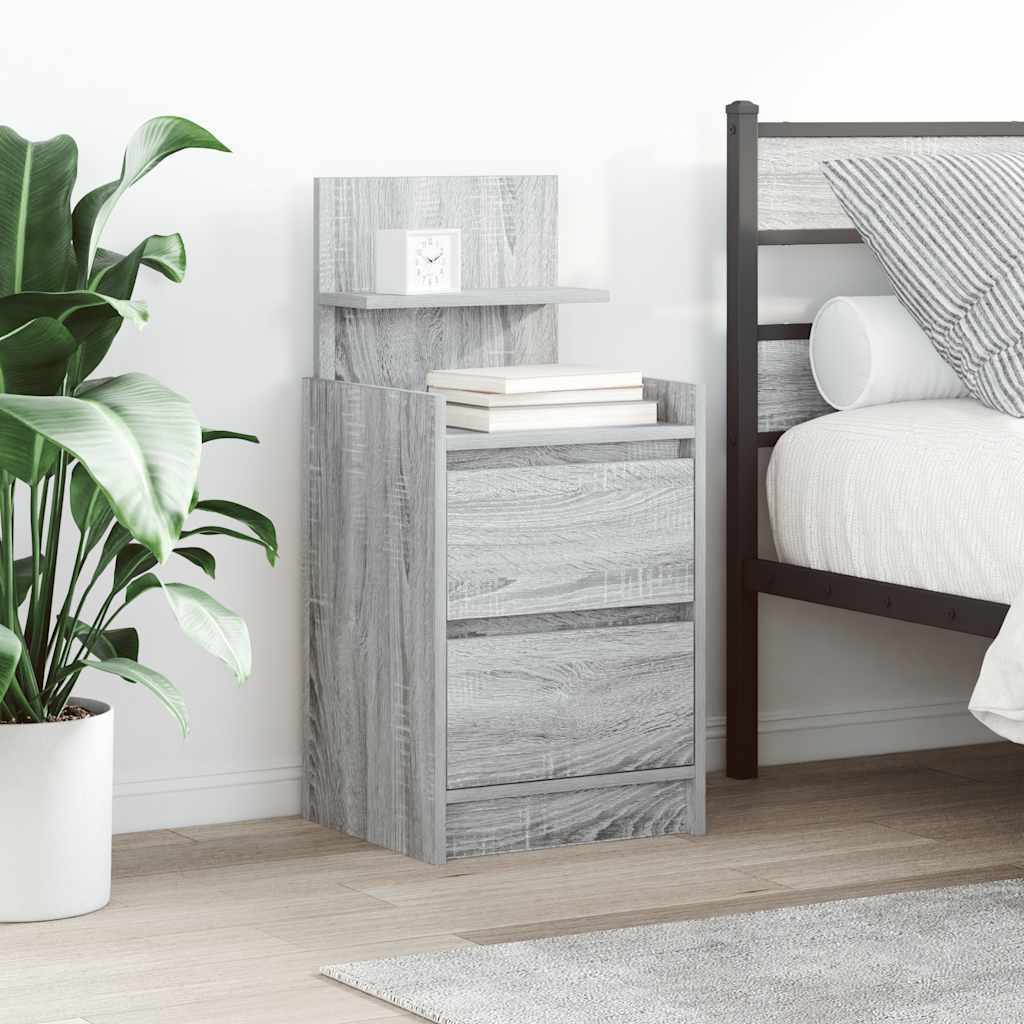 Mesas de cabeceira c/ 2 gavetas 2pcs 38x34x80cm sonoma cinzento