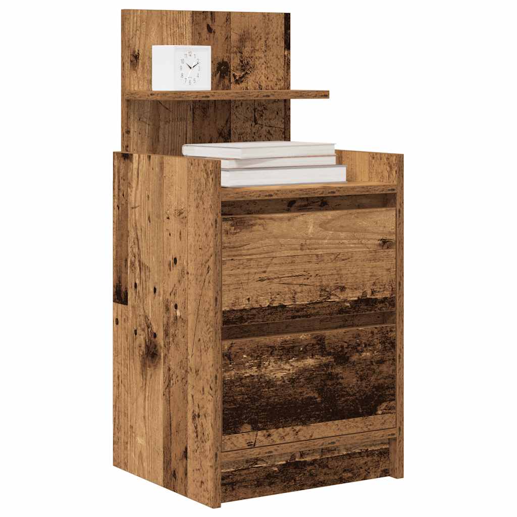 Mesas de cabeceira com 2 gavetas 2 pcs 38x34x80cm madeira velha