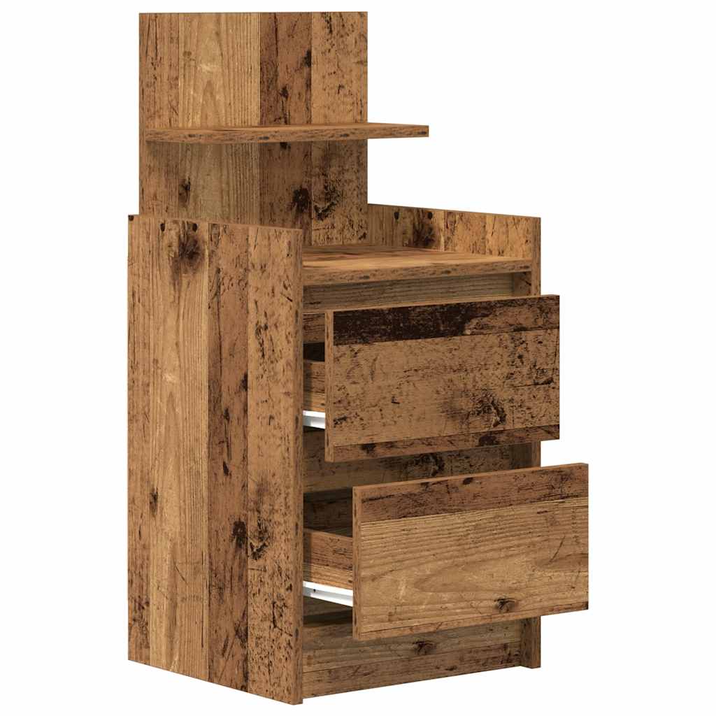 Mesas de cabeceira com 2 gavetas 2 pcs 38x34x80cm madeira velha