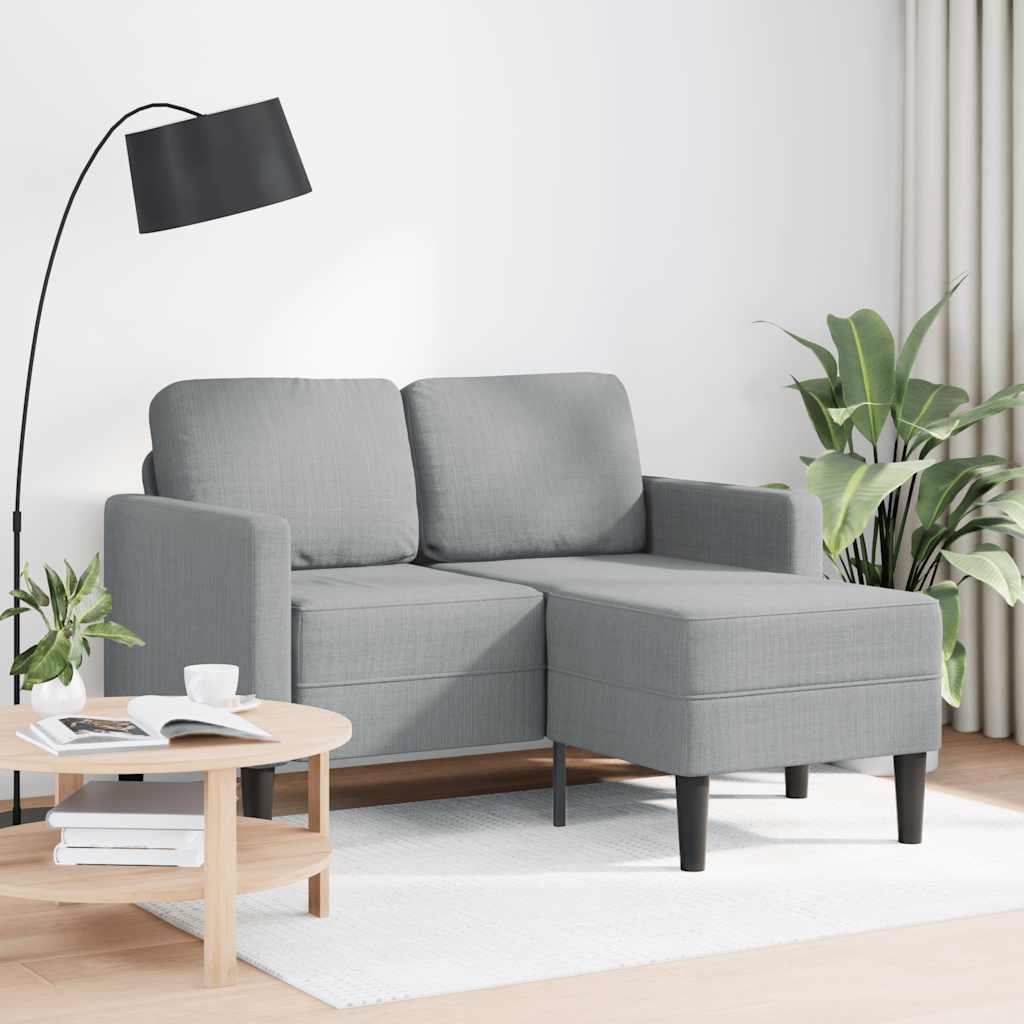 2-seater sofa with L-shaped chaise 125 cm light grey fabric