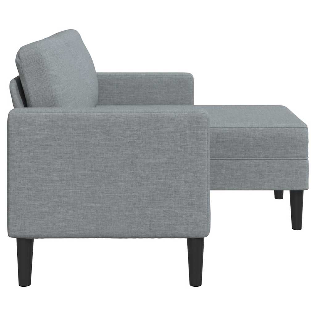 2-seater sofa with L-shaped chaise 125 cm light grey fabric