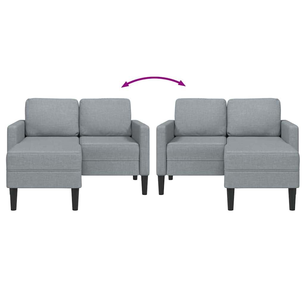2-seater sofa with L-shaped chaise 125 cm light grey fabric