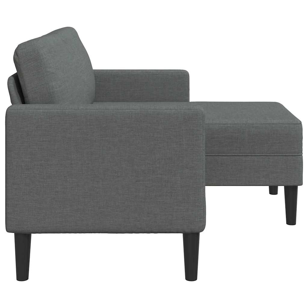 Sofá 2 lugares com Chaise em L 125 cm tecido cinzento-escuro