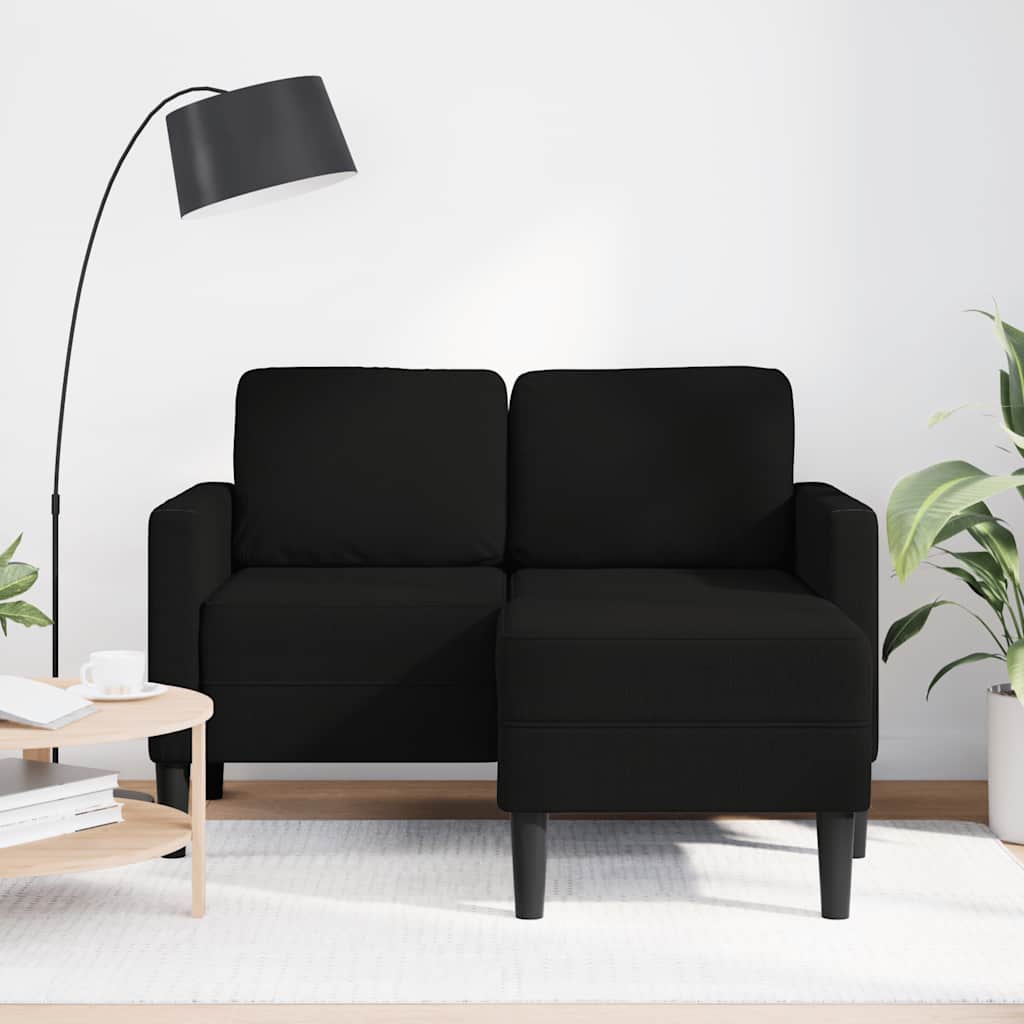 Sofá 2 lugares com Chaise em L 125 cm tecido preto