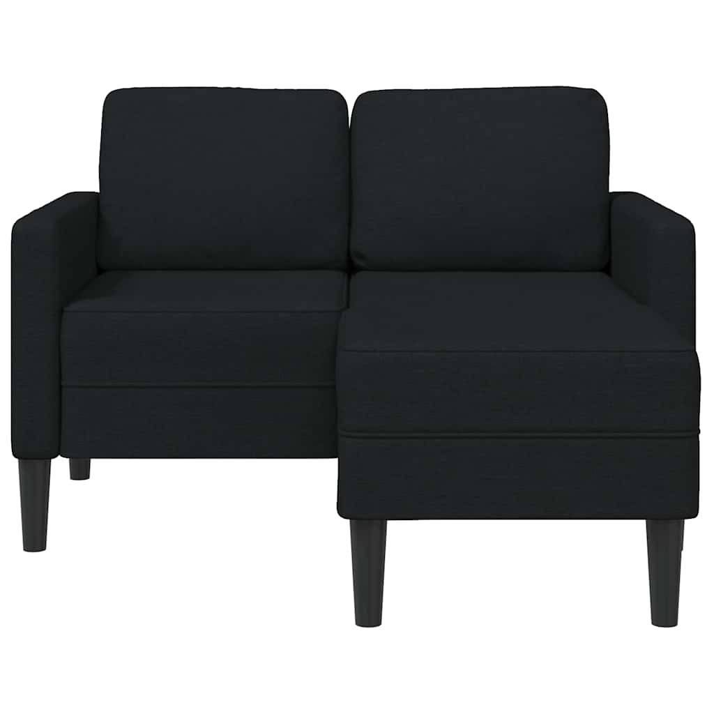 Sofá 2 lugares com Chaise em L 125 cm tecido preto