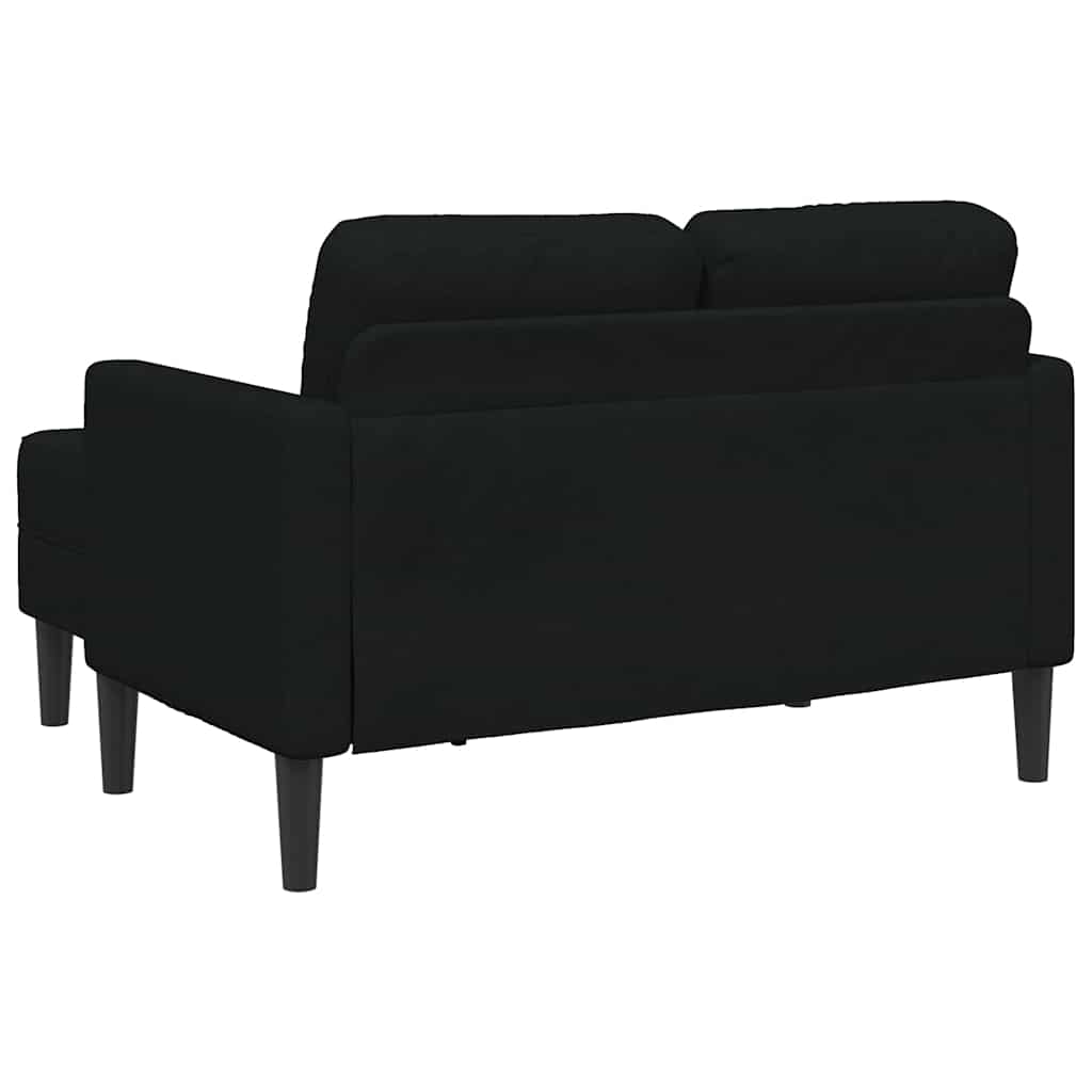 Sofá 2 lugares com Chaise em L 125 cm tecido preto