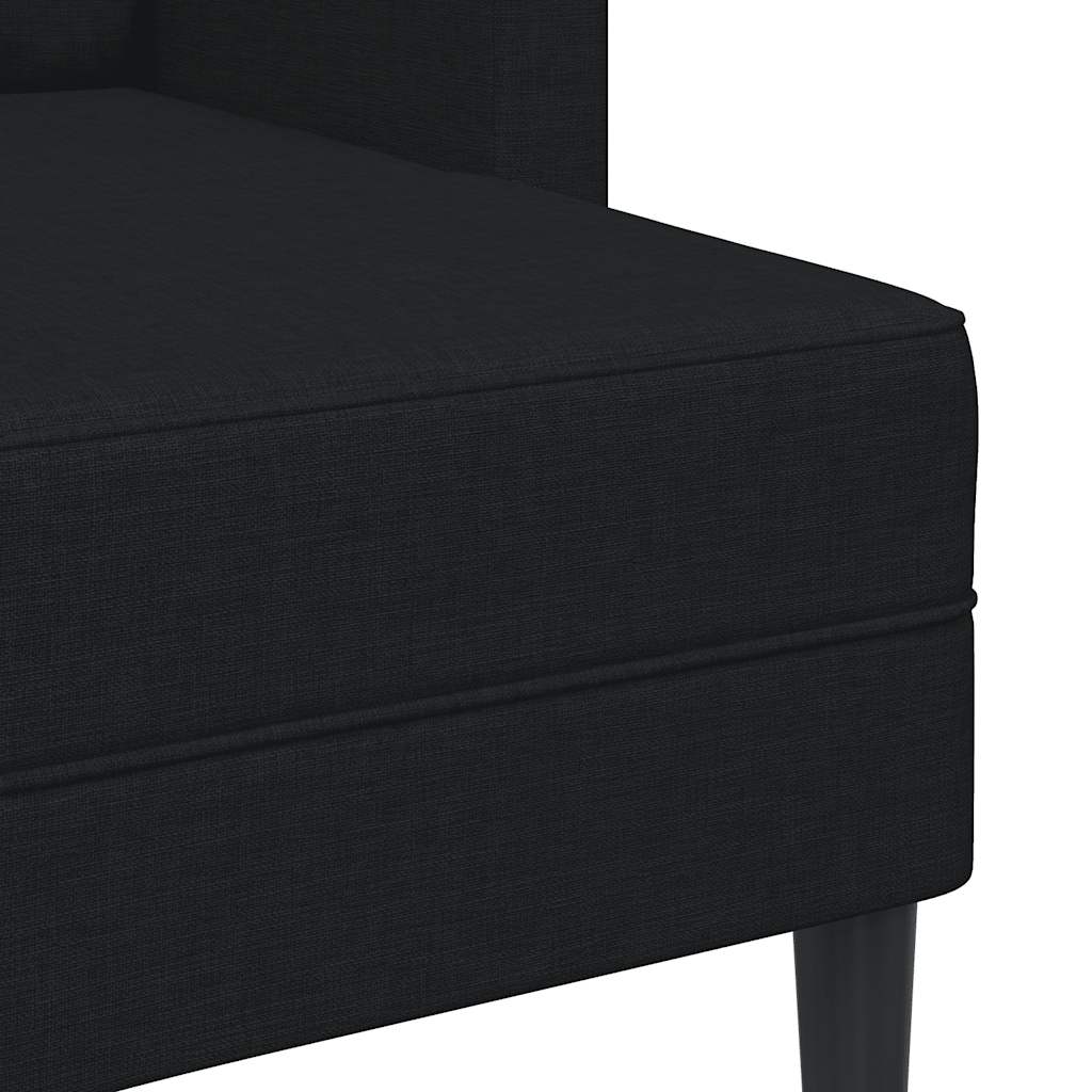 Sofá 2 lugares com Chaise em L 125 cm tecido preto