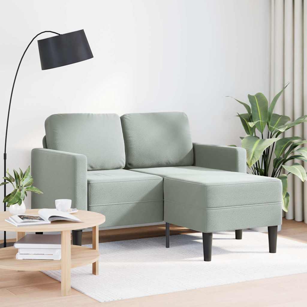 2-seater sofa with L-shaped chaise 125 cm light grey velvet