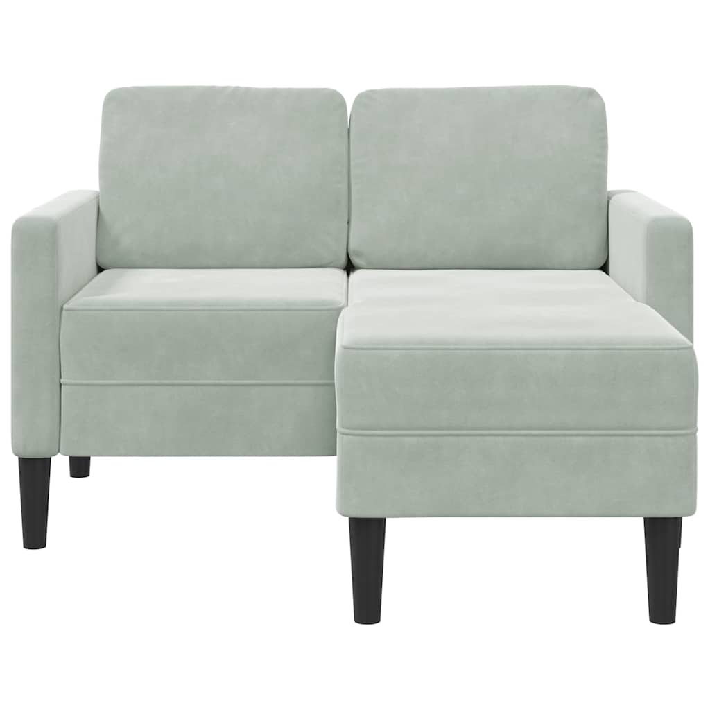 2-seater sofa with L-shaped chaise 125 cm light grey velvet