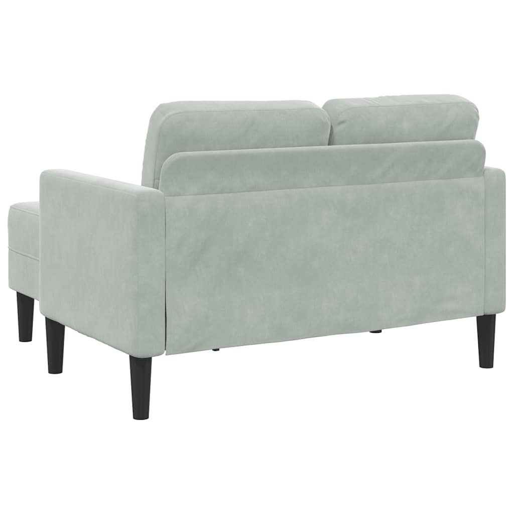 2-seater sofa with L-shaped chaise 125 cm light grey velvet