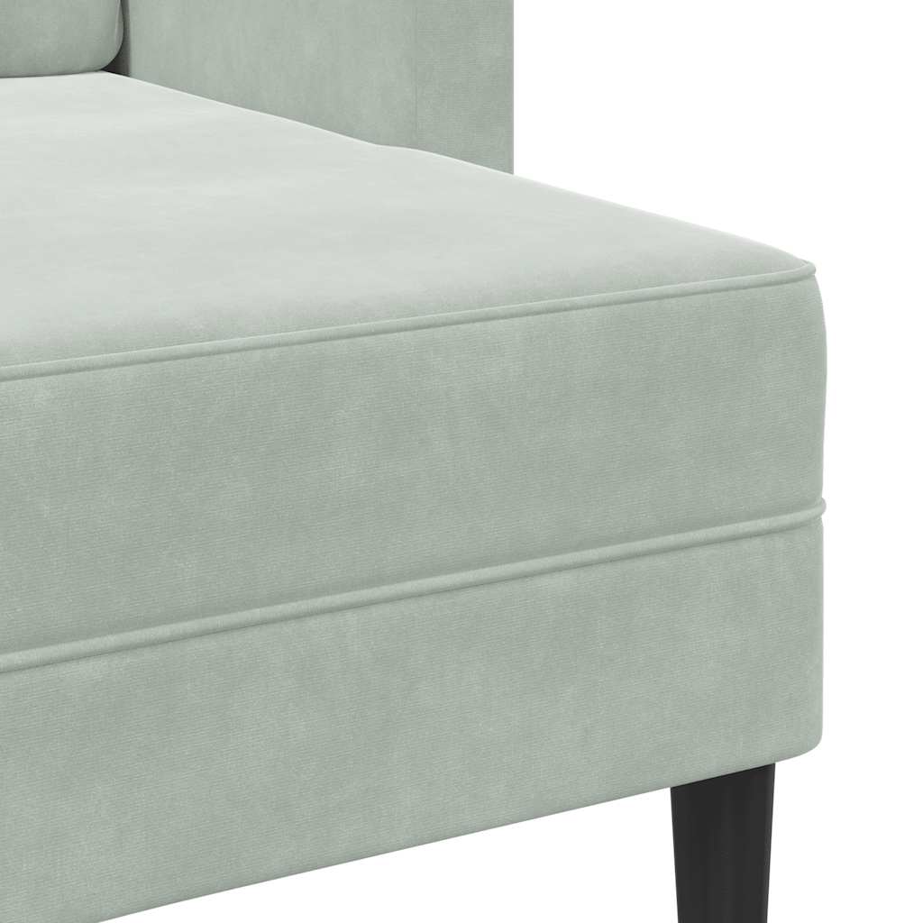 2-seater sofa with L-shaped chaise 125 cm light grey velvet