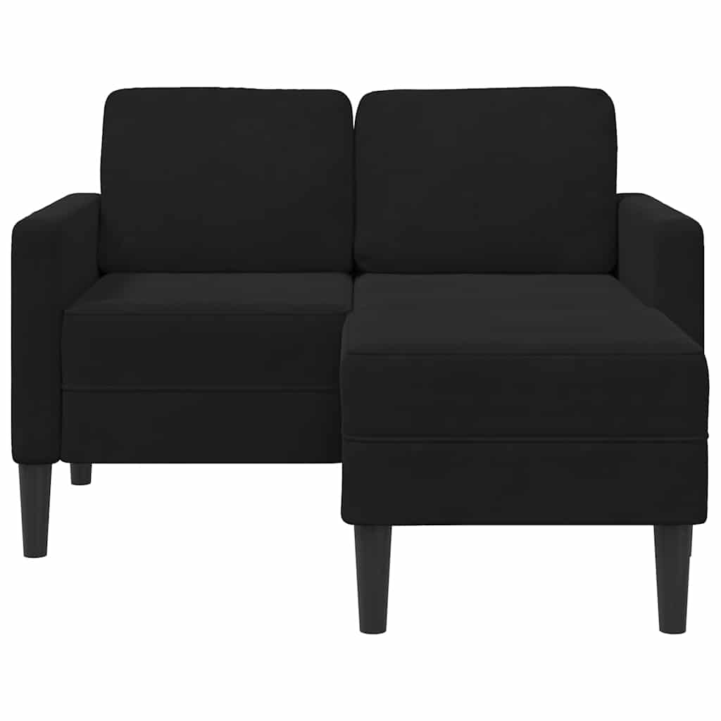 Sofá 2 lugares com Chaise em L 125 cm veludo preto
