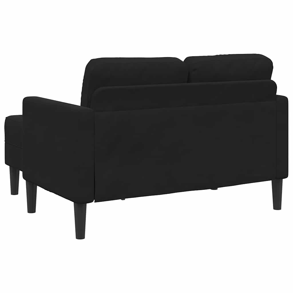 Sofá 2 lugares com Chaise em L 125 cm veludo preto