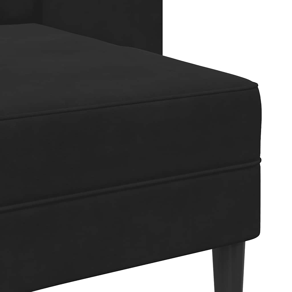 Sofá 2 lugares com Chaise em L 125 cm veludo preto