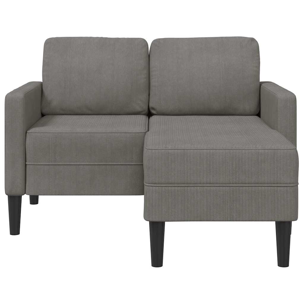 2-seater sofa with L-shaped chaise 125 cm light grey linen
